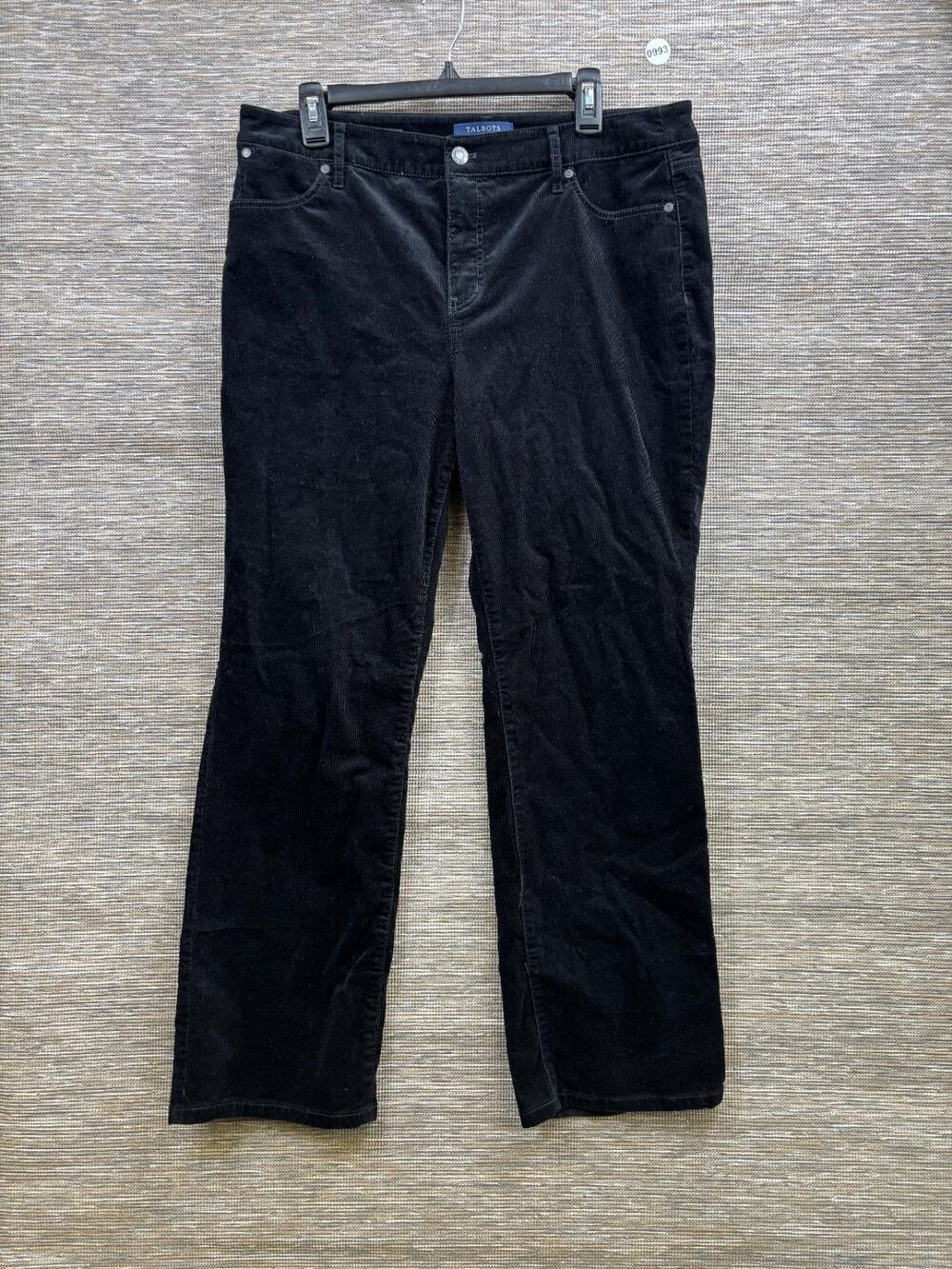 Talbots Barely Boot Corduroy Pants Womens Size 14P Black High Rise Stretch